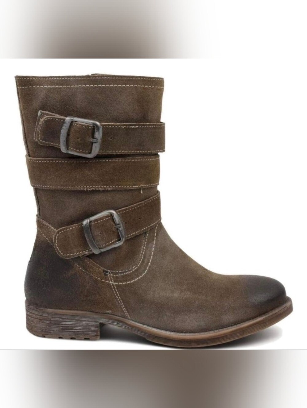 Roan Women's Taupe Suede Buckle Ankle Boots Sz 6.5